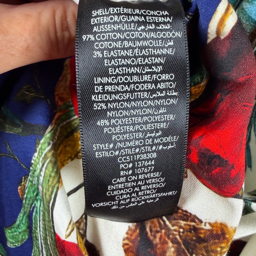 Alice + Olivia Nilda Midi Skirt Size 4 Blue Floral Baroque Print High Waist Full - Picture 7 of 11